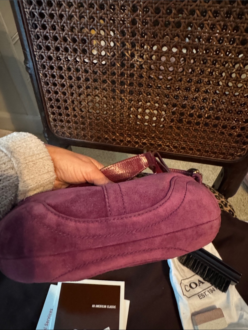Coach Plum Suede mini hobo Bag with Brass Hardware - Picture 9 of 15